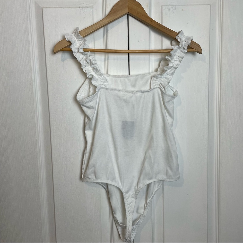 Ribbed Bodysuit With Ruffled Straps NWT - Picture 6 of 9